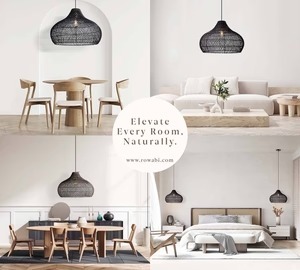 Lámpara colgante de ratán Latigo hecha a mano, lámpara de techo tejida natural Bohemia con base de bombilla E26, tamaño pequeño para decoración del hogar e interiores - Product Image 3