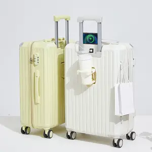 Light Weight PC Carry-on Travel Trolley Suitcase Vintage Suitcase Luggage With Leather Hard shell Baggage