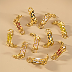 Enamel Western Cowboy <b>Boot</b> Charm | for SPC70-01 18K PVD Gold Stainless Steel Pendant DIY <b>Jewelry</b> Making | Waterproof - Product Image 4