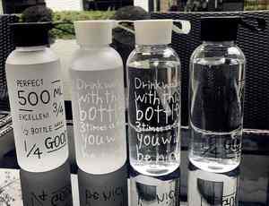 Botella de Agua de Plástico Reutilizable Estilo Instagram, Segura para Alimentos, para Hombres, Mujeres y Estudiantes, Portátil, de Gran Capacidad, con Tapa Anticaídas y Pajita - Product Image 2