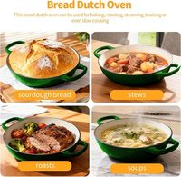 Marmite en fonte émaillée polonaise 7 couches antiadhésive sans PFOA ni PFAS, cocotte hollandaise pour la cuisson des ragoûts et des braisades en cuisine