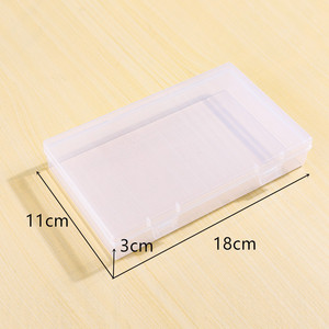 Rectangular Transparent Plastic Storage Box 18x11x3cm Double Buckle Cover Office Organizer - Product Image 1