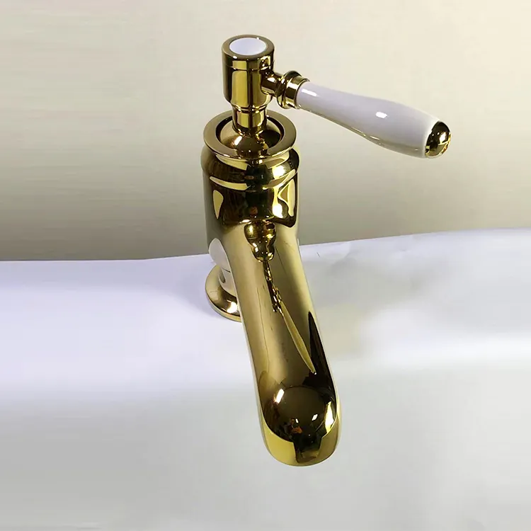 Brushed Gold Bathtub Tap Solid Brass Bathtub Filler Taps Hot   Cold Pillar Taps Classic Bathroom Shower Faucet