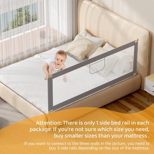 Barandilla de Seguridad Ajustable para Cama de Bebé, Protector de Cama Plegable Anticaídas para Niños Pequeños con Tela Transpirable - Product Image 3