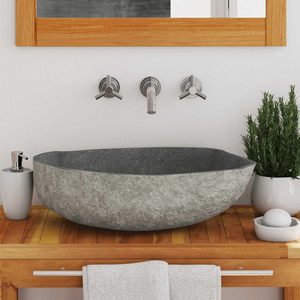 Fregadero de encimera de piedra de Río Natural ovalado moderno personalizado CF, lavabo de baño moderno para el hogar, Hotel, comedor, lavabo de encimera - Product Image 4