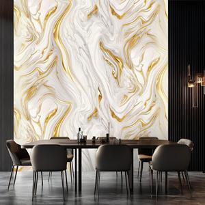 Pegatinas de pared de mármol de imitación autoadhesivas-PVC moderno chapado en oro resistente al fuego para decoración de fondo de TV - Product Image 4