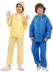 Impermeabile per bambini in 2 pezzi con pantaloni, in PVC, per campeggio all'aperto e uso casual, taglia bambino - Product Image 1