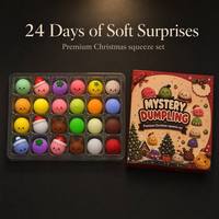 Boîte Mystère de Jouets Squishy en Forme de Ravioli, Lot de 24 Pièces, Cadeau de Noël, Jouets Squishy Doux à Presser