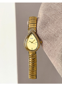 Montre-bracelet de luxe pour femmes, avec incrustation de diamants en forme de goutte, montre à quartz rétro à la mode pour femmes, montre à quartz pour banquet - Product Image 4