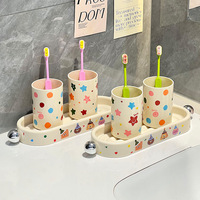 Organisateur de brosses à dents pour comptoir de salle de bain, 2 tasses, porte-brosses à dents pour la douche, porte-brosses à dents avec tasse et plateau