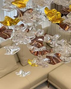 Lustre <span class=keywords><strong>moderne</strong></span> à plafond haut en verre soufflé à la main, luminaire suspendu de luxe pour villa, escalier, hall d'hôtel, salon, décoration - Product Image 1