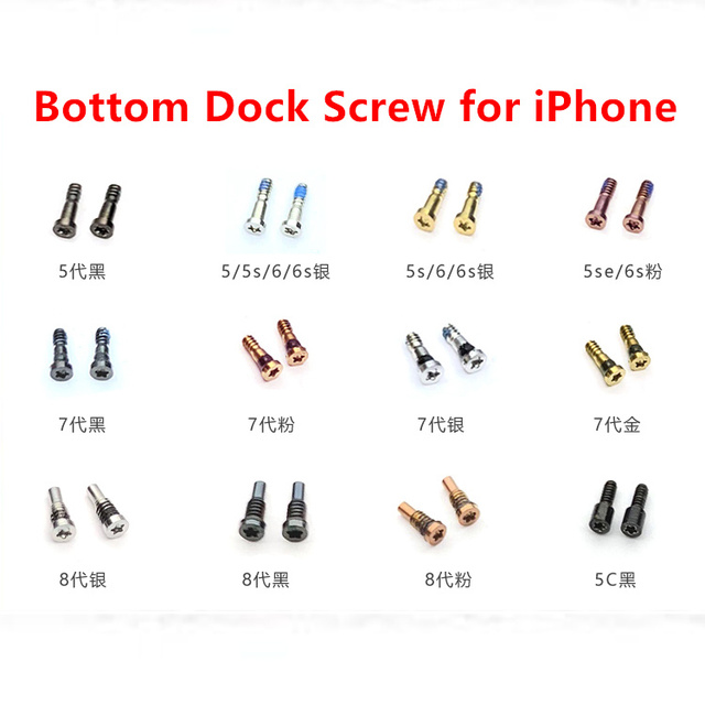 100pcs Bottom Dock Screw for iPhone 6/6p 6S/6SP/SE 7/7P/8/8P X/XS/MAX X-16 Series /PRO/MAX
