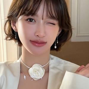 Boucles d'oreilles goutte d'eau en argent 925, style long pour femme, amincissent le visage, élégantes et gracieuses, fil d'oreille perlé - Product Image 3