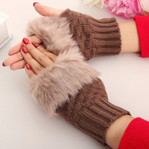 Women Gloves Stylish Hand <strong>Warmer</strong> Winter Gloves Women <strong>Arm</strong> Crochet Knitting Faux Wool Mitten Warm Fingerless Gloves Gants Femme - Product Image 5