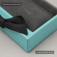 Boîte cadeau rigide personnalisée pour bijoux, turquoise mat, deux pièces (couvercle et base) avec doublure grise, vente en gros directe d'usine