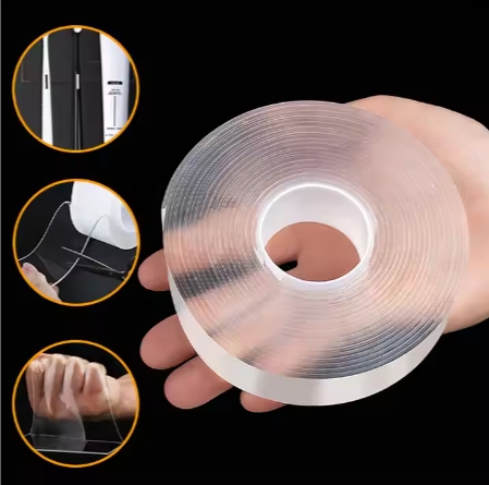 Acrylic Double Sided Transparent Self Adhesive Tape Reusable Traceless Washable Waterproof Strong Adhesion Carton Sealing