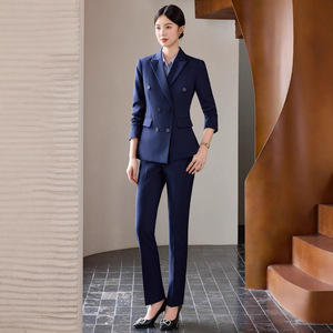 Women's Professional Suit Set Spring Autumn Office Lady Three Quarter Sleeve Anti-Wrinkle Polyester Worsted Formal Wear - Product Image 3
