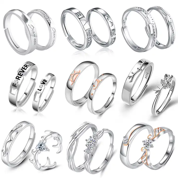 Toma Moon and Sun Couple Rings for Him and Her Sets Electroplated White  Steel Moon Ring for Women Sun Ring for Men Adjustable Promise Rings -  Walmart.com