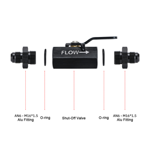 AN6 6AN Aluminum <strong>Inline</strong> <strong>Fuel</strong> <strong>Filter</strong> Shut Off Valve Cut Off W/ Cable Lever Black 1Pcs PQY-FSV06 - Product Image 3