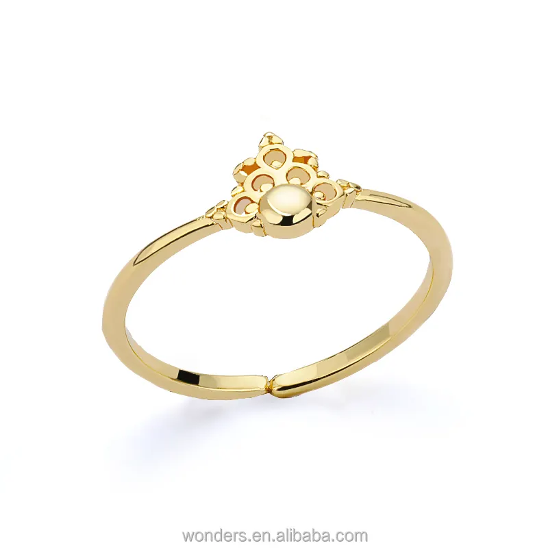 Vintage Retro Flower Geometric Eternity Ring Women Brass 18K Gold Plated Yiwu Online Ring Store