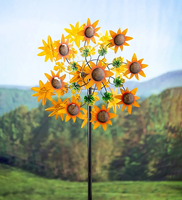 Tournesol décoratif d'extérieur en fer forgé, fleurs Art Déco avec finition thermolaquée pour jardin et terrasse
