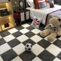 Vente d'usine : Tapis de sol emboîtables en EVA et polyester, tapis puzzle moelleux lavable pour bébé, tapis de jeu pour nouveau-né, tapis en peluche pour la maison