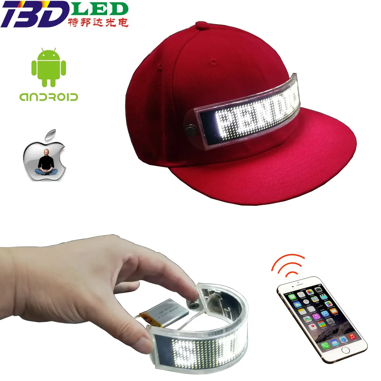 미니 유연한 광고 LED APP 제어 iOS Android 이동 메시지 표시 모자/모자/신발/의류/지갑 표시 소프트 보드