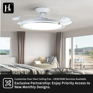 Lampe de ventilateur LED à trois couleurs DC 42 pouces en acrylique gris noir blanc argenté pour l'éclairage intérieur du salon - Product Image 5