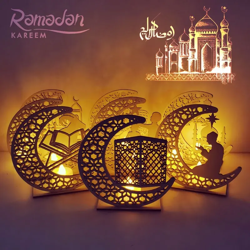 Ourwarm 2023 Рамадан Мубарак мусульманская Вечеринка СВЕТОДИОДНЫЕ домашние настольные деревянные светильники Рамадан украшения