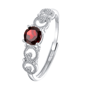 9 Elegant 5.5mm Round Cut Garnet Natural <b>Stone</b> <b>Rings</b> Adjustable 925 Sterling <b>Silver</b> Rhodium Plated Non Tarnish Jewelry For Women - Product Image 1