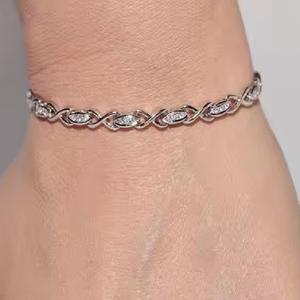 Bracelet de tennis en or massif 14 carats style bracelet avec motif de serrure bracelets Moissanite à porter quotidiennement cadeau tendance - Product Image 5