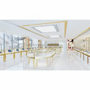 Jewellery Shop Interior Design Ideas Golden LED Jewelry Display Cabinet Black Jewelry Display Showcase Stand For Store