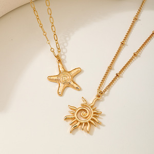 Mode été nouvel alliage étoile soleil empilé tournesol collier pour femmes - Product Image 3