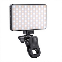 Lampe LED Selfie pour Téléphone Rechargeable 3000mAh 2500-9000K, Lumière d'Appoint à Clipser avec Films de Couleur/Diffuseur CRI95+ Dimmable 12W ABS