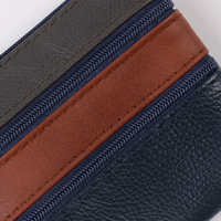 Tiga Ritsleting Multiwarna Garis PU Kulit Strip Murah Terjangkau Kapasitas Besar Caw Boy Antipencurian Dompet Tas Kartu
