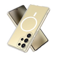 Étui de téléphone transparent magnétique en TPU+PC pour S25 Ultra 5G & S24, anti-chute et durable