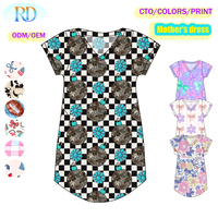 Chemise de nuit en bambou pour maman, manches courtes, col en V, ample, imprimée, robe de nuit, ODM OEM, personnalisable, imprimé floral de dessin animé, vêtements de nuit pour maman