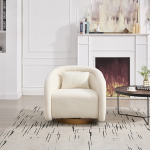 Sillón Giratorio con Tapicería de Felpa, Rotación de 360 Grados, Diseño Cómodo en Forma de Calabaza, Sillón Moderno para Sala de Estar, Algodón - Product Image 2