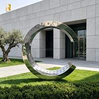 Sculpture en acier inoxydable sur mesure, grande, polie, 304, irrégulière, abstraite, art métallique moderne pour la décoration de jardin extérieur