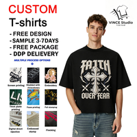 T-shirt en coton personnalisé pour homme, manches courtes, col rond, surdimensionné, imprimé brodé, style streetwear