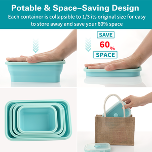 Custom Thermal Foldable Silicone Lunch Box 4 Set Kids Bento Camping Leak Resistant Dishwasher Safe Printing - Product Image 4