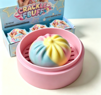 Boîte Mystère Surprise : Jouet Squishy Fbuff Crackle en forme de Boulette Alimentaire, Doux à Presser, Sensoriel Anti-stress, Cadeau