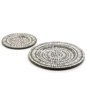 Plateau en nacre moderne, écologique, fait à la main, exclusif pour le Ramadan, l'Aïd, plateau de service en coquille naturelle pour les fêtes, cadeau - Product Image 6