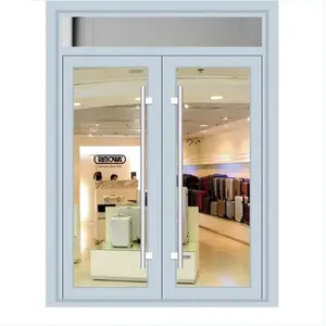 Porte d'entrée de magasin Spring Floor avec cadre en aluminium Porte battante en verre