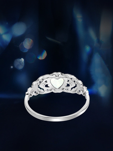 Classic Style Rhodium Plated <strong>925</strong> Sterling <strong>Silver</strong> Heart Shape Opal <strong>Ring</strong> for Women Engagement Birthday Gift Wedding Party - Product Image 3