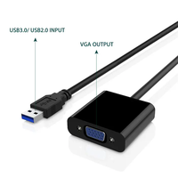 Penjualan Terbaik 1080P USB 3.0 ke VGA adaptor konverter logam dan plastik dengan baja untuk TV proyektor PC