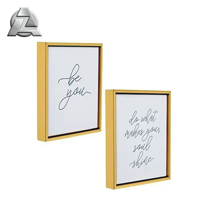 Ready made anodized gold metal painting floater aluminum alloy floating picture frames for stretched canvas
