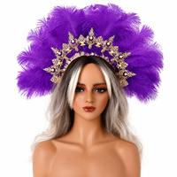 Couronne de plumes d'autruche pour spectacle de danse, déguisement de carnaval brésilien, Mardi Gras, concours de danse latine, spectacle de scène, défilé