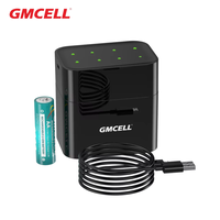 Boîte de chargeur de batterie Li-ion GMCELL 5V 2A AA & AAA USB-C 15W 8 emplacements rechargeable 1000 cycles