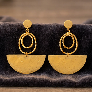 Pendientes de Piedras Preciosas Hechos a Mano en Acero Inoxidable, Estilo Boho Étnico, Chapados en Oro de 14K - Product Image 2